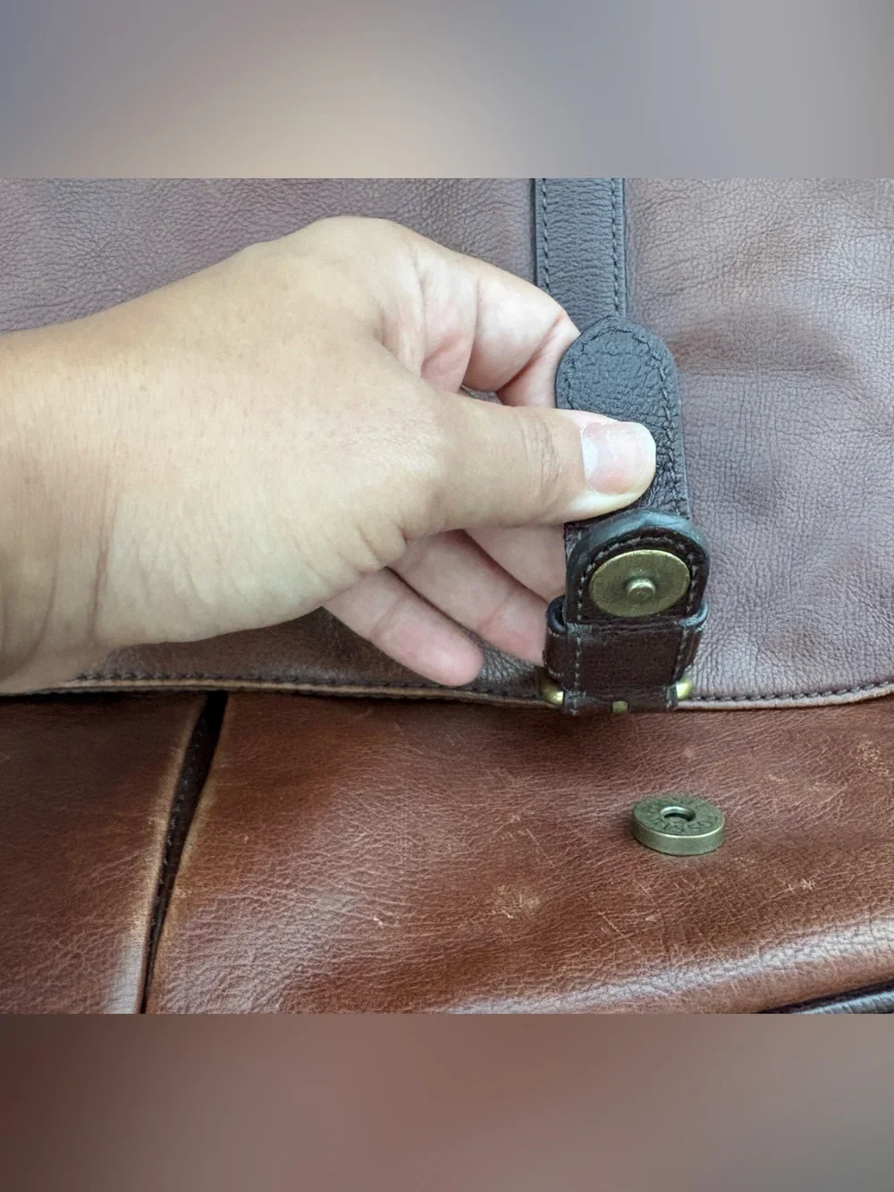 Fossil Brown Leather Messenger Laptop Bag Crossbody Shoulder Bag